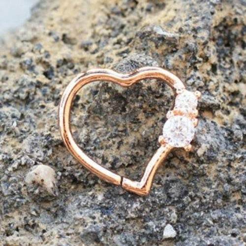 Annealed Rose Gold Jeweled Heart Cartilage Earring - Shop Style & More | Fresh Looks, Everyday Deals & Free Shipping