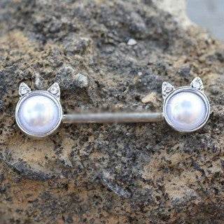 316L Surgical Steel Pearl White Cat Nipple Bar - Shop Style & More | Fresh Looks, Everyday Deals & Free Shipping