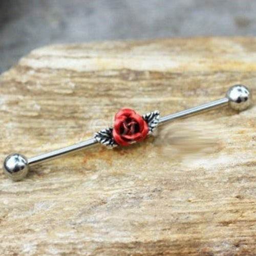 316L Stainless Steel Red Rose Industrial Barbell - Shop Style & More | Fresh Looks, Everyday Deals & Free Shipping