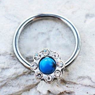316L Stainless Steel Turquoise Flower Snap-in - Shop Style & More | Fresh Looks, Everyday Deals & Free Shipping