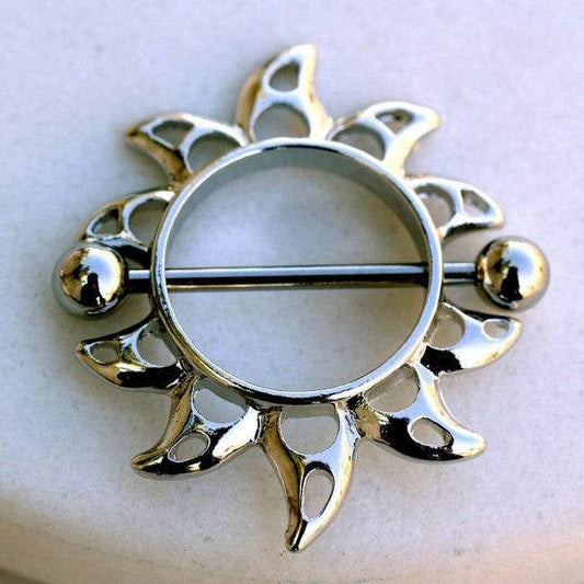 316L Surgical Steel Nipple Shield with Flaming Sun - Shop Style & More | Fresh Looks, Everyday Deals & Free Shipping