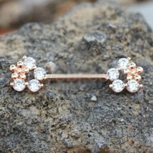 Rose Gold Plated Flower Fields Nipple Bar - Shop Style & More | Fresh Looks, Everyday Deals & Free Shipping