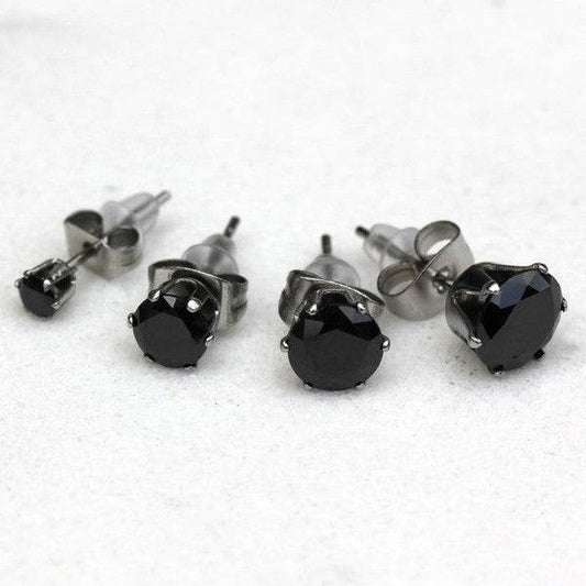 Pair of 316L Surgical Steel Black Round CZ Stud - Shop Style & More | Fresh Looks, Everyday Deals & Free Shipping