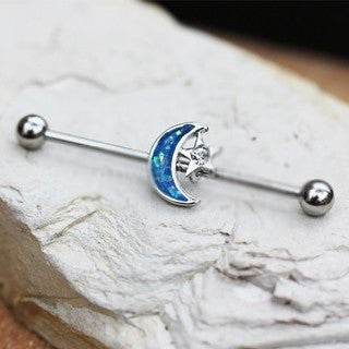 316L Stainless Steel Synthetic Opal Moon and Star - Shop Style & More | Fresh Looks, Everyday Deals & Free Shipping