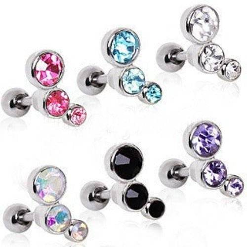 316L Surgical Steel Triple Round CZ Cartilage - Shop Style & More | Fresh Looks, Everyday Deals & Free Shipping