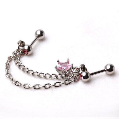 Silver CZ Star Cartilage Earring - Pink - Shop Style & More | Fresh Looks, Everyday Deals & Free Shipping