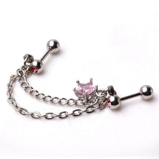 Silver CZ Star Cartilage Earring - Pink - Shop Style & More | Fresh Looks, Everyday Deals & Free Shipping