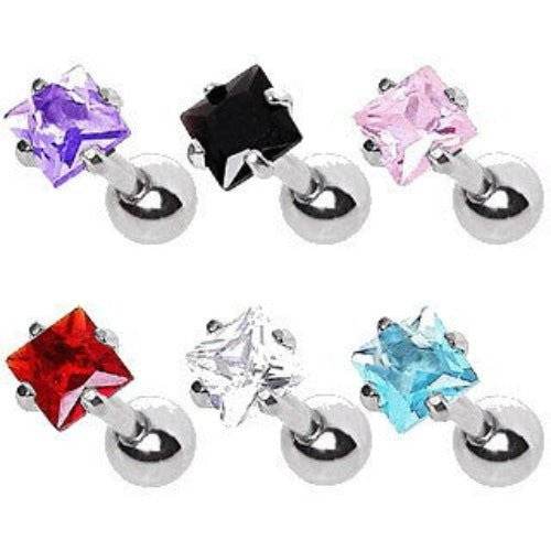 316L Surgical Steel Prong Set Square CZ Cartilage - Shop Style & More | Fresh Looks, Everyday Deals & Free Shipping