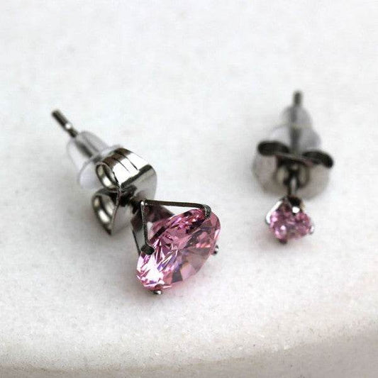 Pair of 316L Surgical Steel Pink Round CZ Stud - Shop Style & More | Fresh Looks, Everyday Deals & Free Shipping
