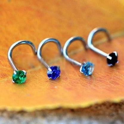 316L Surgical Steel Screw Nose Ring with Prong Set - Shop Style & More | Fresh Looks, Everyday Deals & Free Shipping