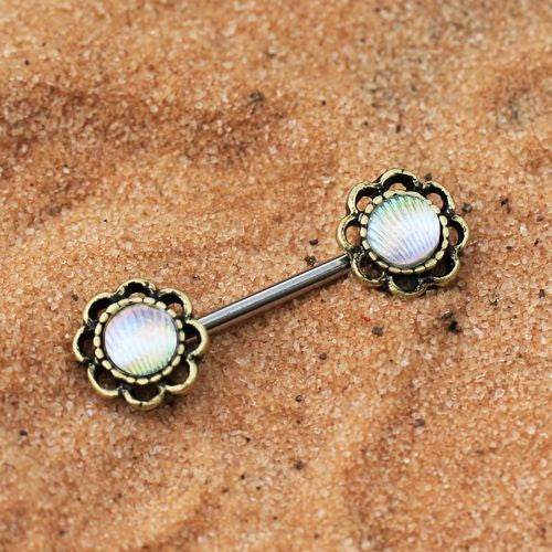 Antique Gold Plated Seashell Flower Nipple Bars - Shop Style & More | Fresh Looks, Everyday Deals & Free Shipping