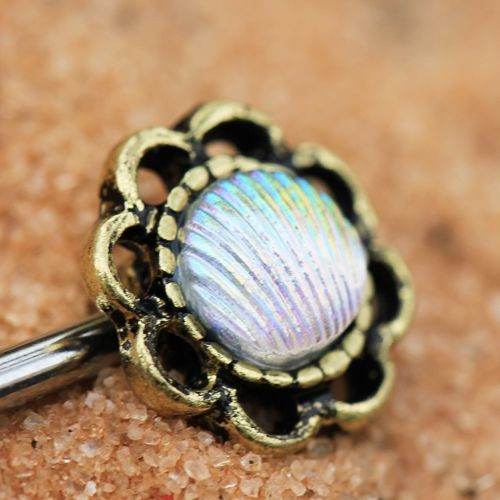 Antique Gold Plated Seashell Flower Nipple Bars - Shop Style & More | Fresh Looks, Everyday Deals & Free Shipping