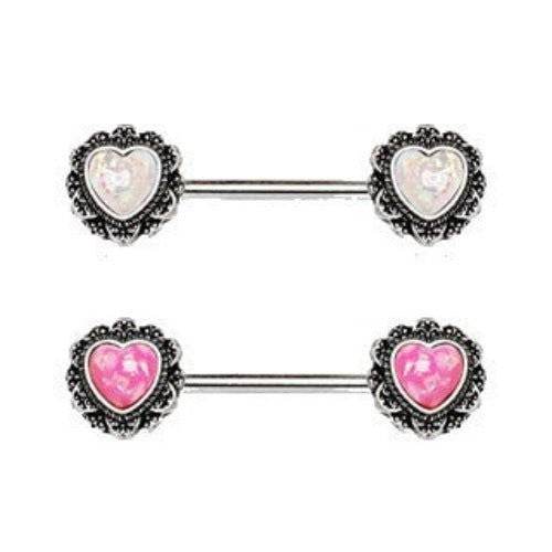316L Stainless Steel Filigree Synthetic Opal Heart - Shop Style & More | Fresh Looks, Everyday Deals & Free Shipping