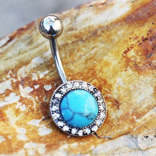 Antique Jeweled Turquoise Navel Ring - Shop Style & More | Fresh Looks, Everyday Deals & Free Shipping