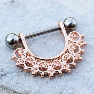 Rose Gold Filigree Fan Design Nipple Ring - Shop Style & More | Fresh Looks, Everyday Deals & Free Shipping