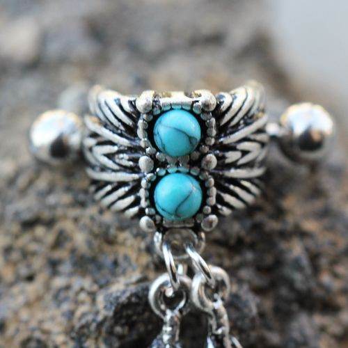 Turquoise & Feather Cartilage Cuff Earring - Shop Style & More | Fresh Looks, Everyday Deals & Free Shipping
