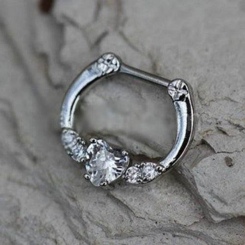 316L Surgical Steel Heart Gem Septum Clicker - Shop Style & More | Fresh Looks, Everyday Deals & Free Shipping