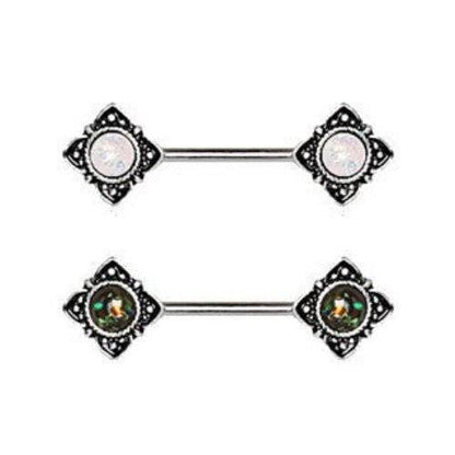 Mystical Flower Nipple Bar with Synthetic Opal - Shop Style & More | Fresh Looks, Everyday Deals & Free Shipping