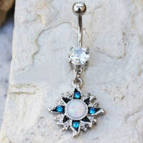 316L Stainless Steel White Opal Sunburst Navel - Shop Style & More | Fresh Looks, Everyday Deals & Free Shipping