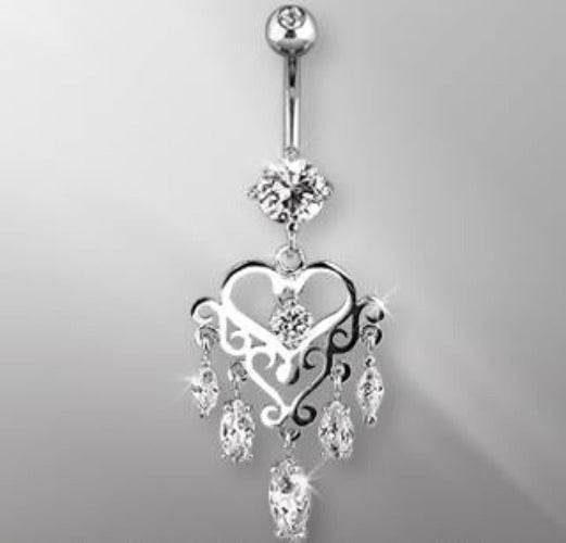 316L Surgical Steel Gemmed Chandelier Heart Dangle - Shop Style & More | Fresh Looks, Everyday Deals & Free Shipping