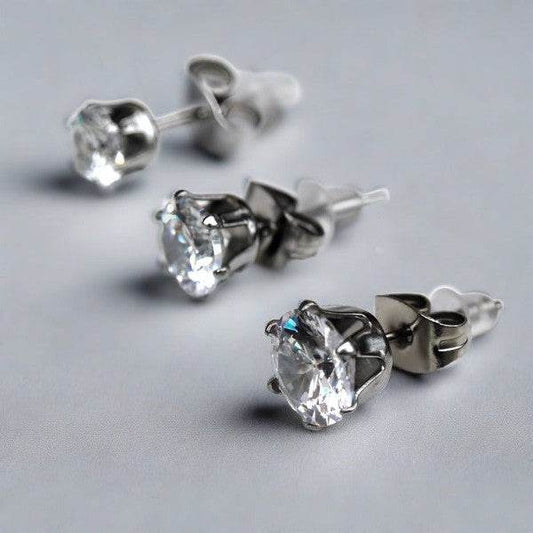 Pair of 316L Surgical Steel Clear Round CZ Stud - Shop Style & More | Fresh Looks, Everyday Deals & Free Shipping