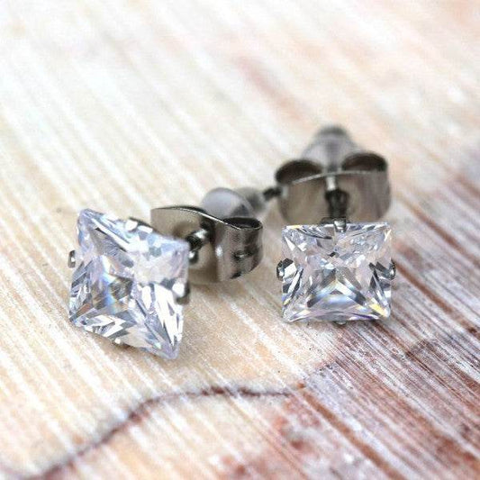 Pair of 316L Surgical Steel Clear Princess Cut CZ - Shop Style & More | Fresh Looks, Everyday Deals & Free Shipping