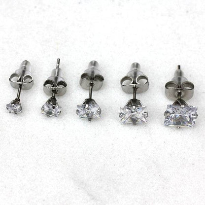 Pair of 316L Surgical Steel Clear Princess Cut CZ - Shop Style & More | Fresh Looks, Everyday Deals & Free Shipping