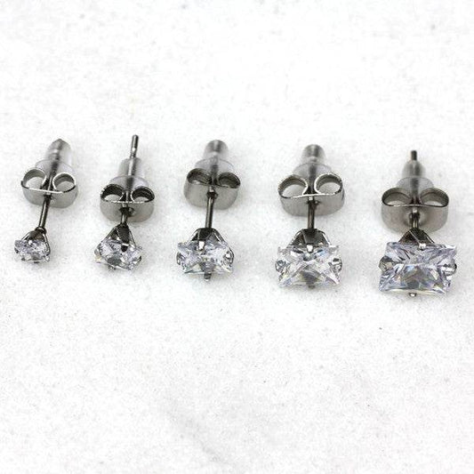 Pair of 316L Surgical Steel Clear Princess Cut CZ - Shop Style & More | Fresh Looks, Everyday Deals & Free Shipping