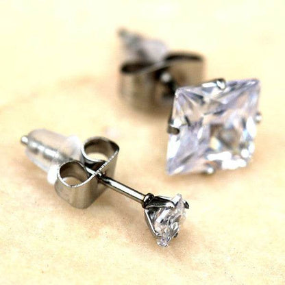 Pair of 316L Surgical Steel Clear Princess Cut CZ - Shop Style & More | Fresh Looks, Everyday Deals & Free Shipping