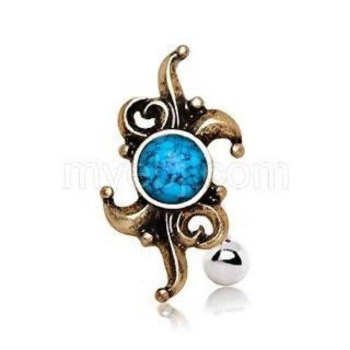 Antique Turquoise Hinged Top Down Navel Ring - Shop Style & More | Fresh Looks, Everyday Deals & Free Shipping