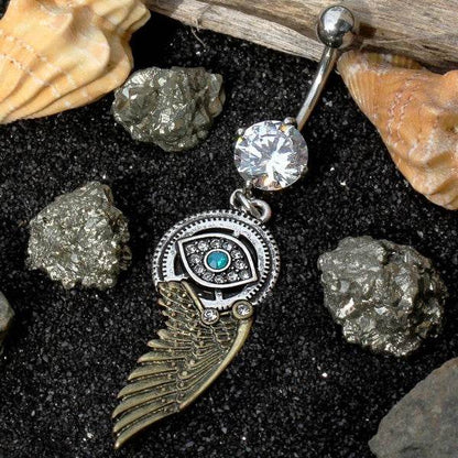Gemmed Steampunk All Seeing Eye Navel Ring w - Shop Style & More | Fresh Looks, Everyday Deals & Free Shipping