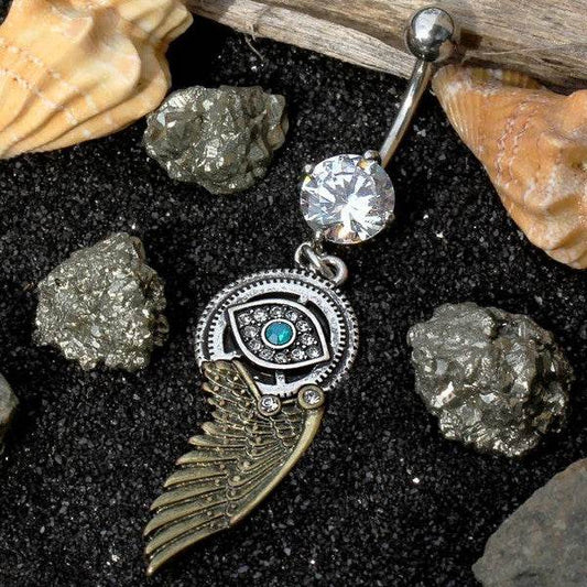 Gemmed Steampunk All Seeing Eye Navel Ring w - Shop Style & More | Fresh Looks, Everyday Deals & Free Shipping