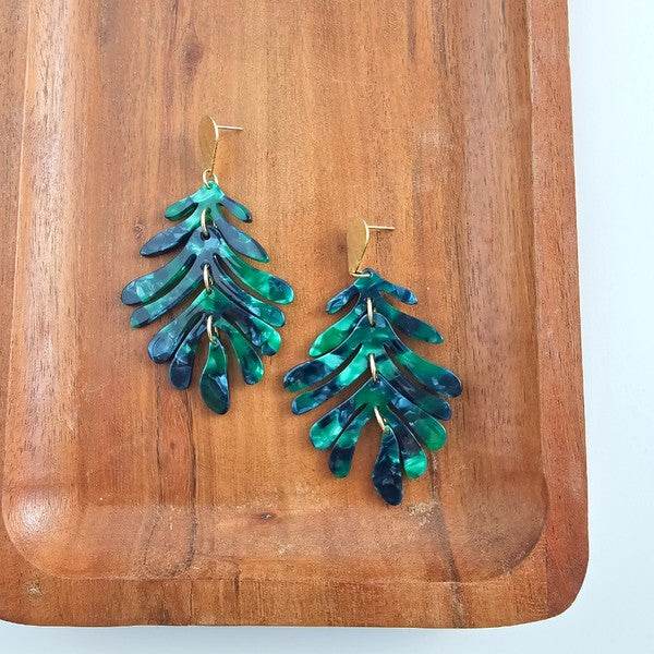 Palm Earrings - Dark Green - Shop Style & More | Fresh Looks, Everyday Deals & Free Shipping