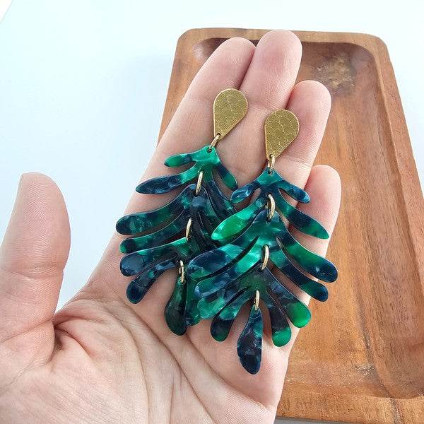 Palm Earrings - Dark Green - Shop Style & More | Fresh Looks, Everyday Deals & Free Shipping