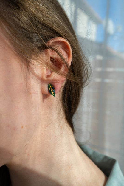 Leaf Studs - Dark Green - Shop Style & More | Fresh Looks, Everyday Deals & Free Shipping