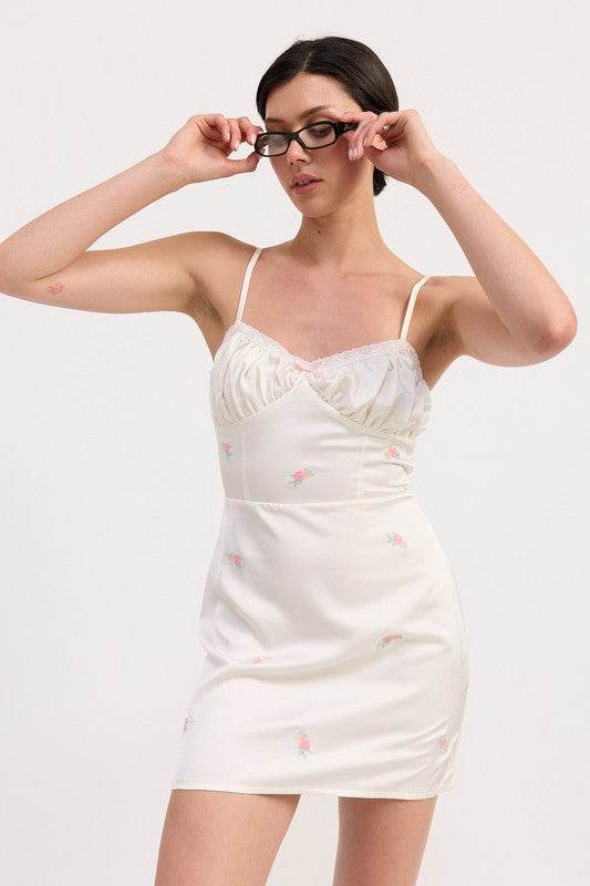 MINI SATIN EMBROIDERY DRESS - Shop Style & More | Fresh Looks, Everyday Deals & Free Shipping