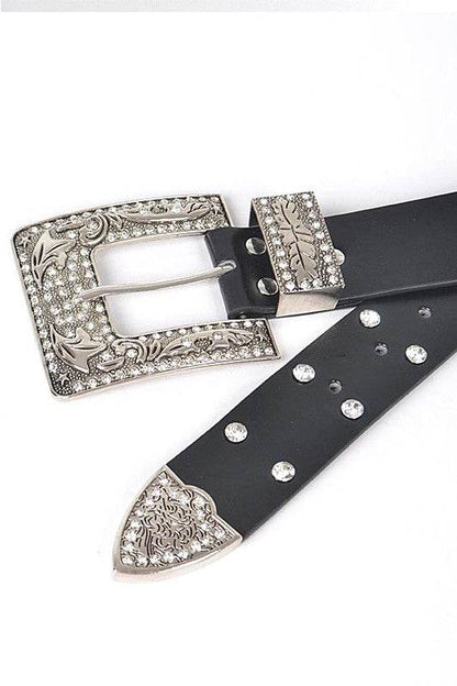 Engraved Buckle Crystal Metallic Belt - Shop Style & More | Fresh Looks, Everyday Deals & Free Shipping