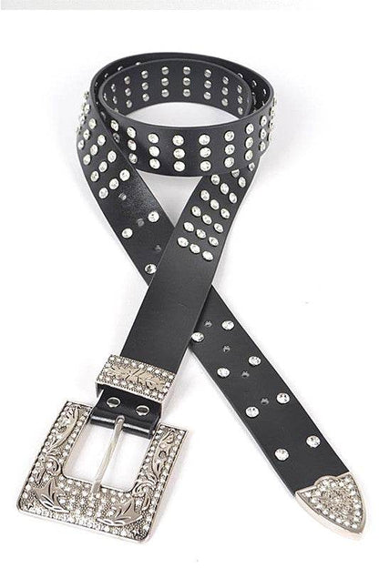 Engraved Buckle Crystal Metallic Belt - Shop Style & More | Fresh Looks, Everyday Deals & Free Shipping