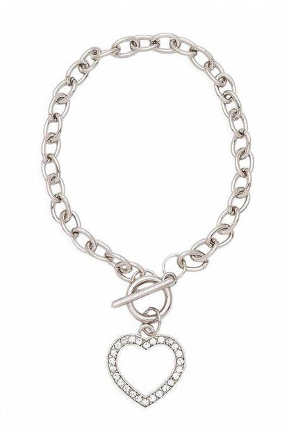 Crystal Heart Charm Toggle Bracelet - Shop Style & More | Fresh Looks, Everyday Deals & Free Shipping