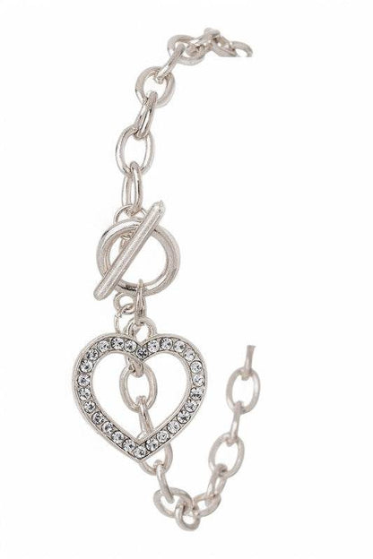 Crystal Heart Charm Toggle Bracelet - Shop Style & More | Fresh Looks, Everyday Deals & Free Shipping