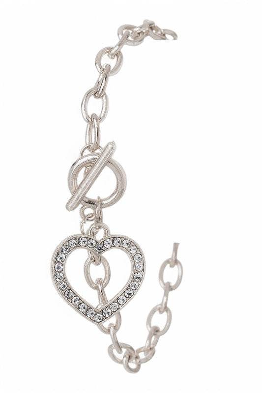 Crystal Heart Charm Toggle Bracelet - Shop Style & More | Fresh Looks, Everyday Deals & Free Shipping