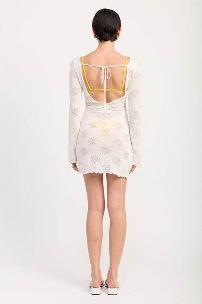 MINI OPEN BACK LONG SLEEVE DRESS - Shop Style & More | Fresh Looks, Everyday Deals & Free Shipping