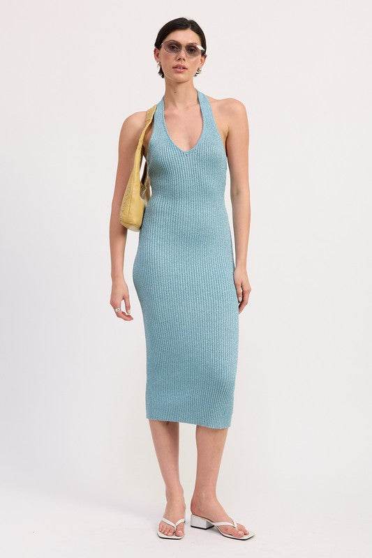 KNIT HALTER BODYCON MIDI DRESS - Shop Style & More | Fresh Looks, Everyday Deals & Free Shipping
