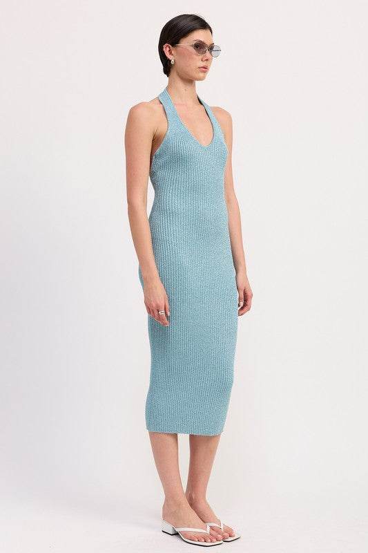 KNIT HALTER BODYCON MIDI DRESS - Shop Style & More | Fresh Looks, Everyday Deals & Free Shipping
