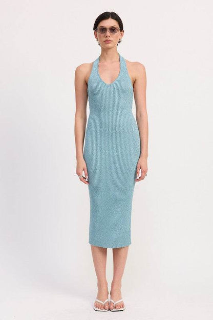 KNIT HALTER BODYCON MIDI DRESS - Shop Style & More | Fresh Looks, Everyday Deals & Free Shipping