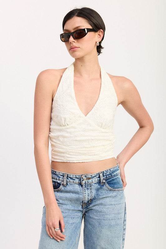 CROPPED HALTER TOP WITH LACE DETAIL - Shop Style & More | Fresh Looks, Everyday Deals & Free Shipping