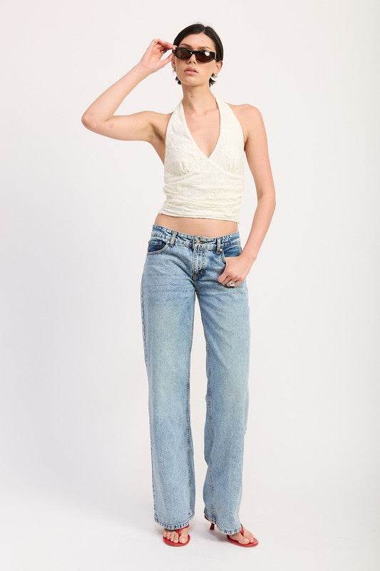 CROPPED HALTER TOP WITH LACE DETAIL - Shop Style & More | Fresh Looks, Everyday Deals & Free Shipping