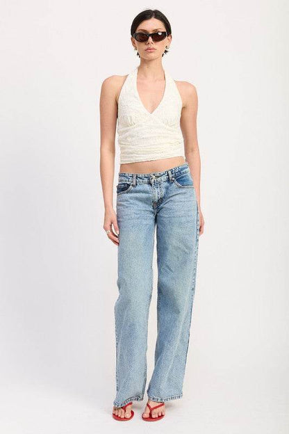 CROPPED HALTER TOP WITH LACE DETAIL - Shop Style & More | Fresh Looks, Everyday Deals & Free Shipping