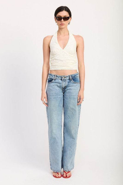 CROPPED HALTER TOP WITH LACE DETAIL - Shop Style & More | Fresh Looks, Everyday Deals & Free Shipping