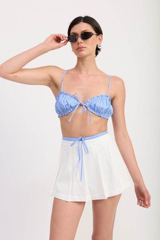 STRIPED RUFFLE TIE FRONT BRALETTE - Shop Style & More | Fresh Looks, Everyday Deals & Free Shipping